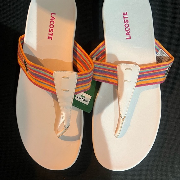 Lacoste White and Orange Sandals with Comfortable Sole - Picture 1 of 3